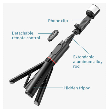 Selfie Stick Bluetooth Techsuit Q12S, Universal, Schwarz