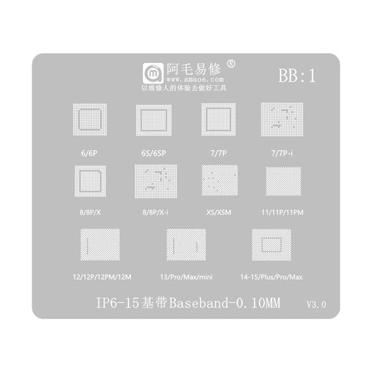 Amaoe BGA Stencil for Apple iPhone 6 - 15 Series, CPU / Baseband / IC