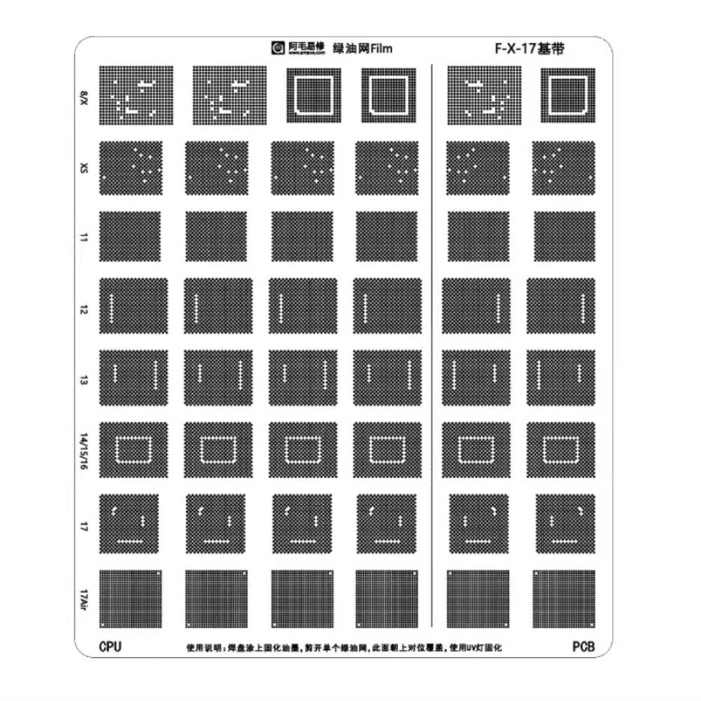 UV-Abdeckschablone CI Amaoe für Apple iPhone XS - 17 Air Serie, IC