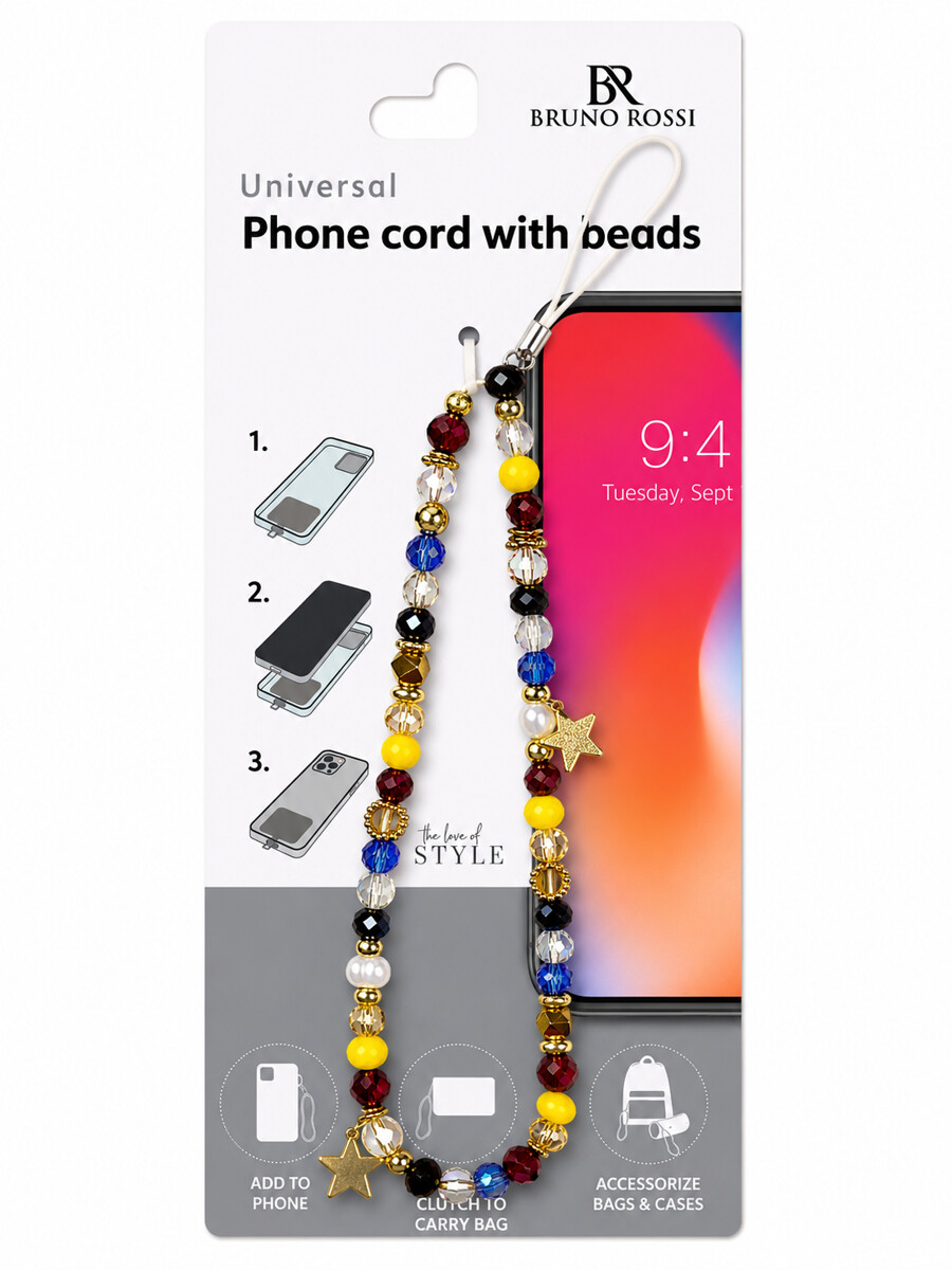 Telefonband mit Perlen Bruno Rossi BT-22, Mehrfarbig