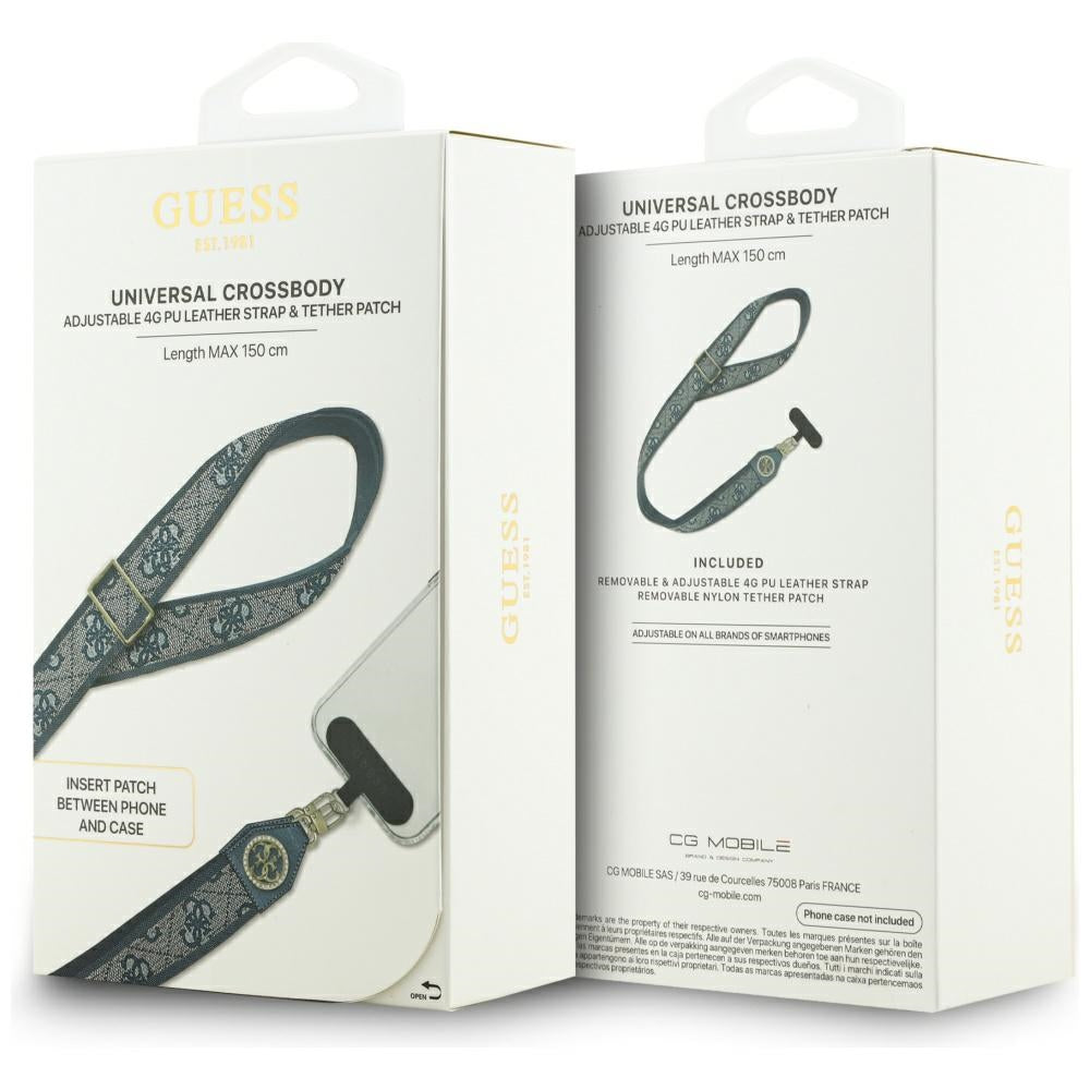 Guess 4G Strass Metall Logo Telefonkordel, Blau