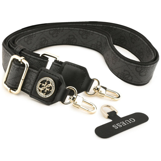 Guess 4G Strass Metal Logo Phone Lanyard, Black