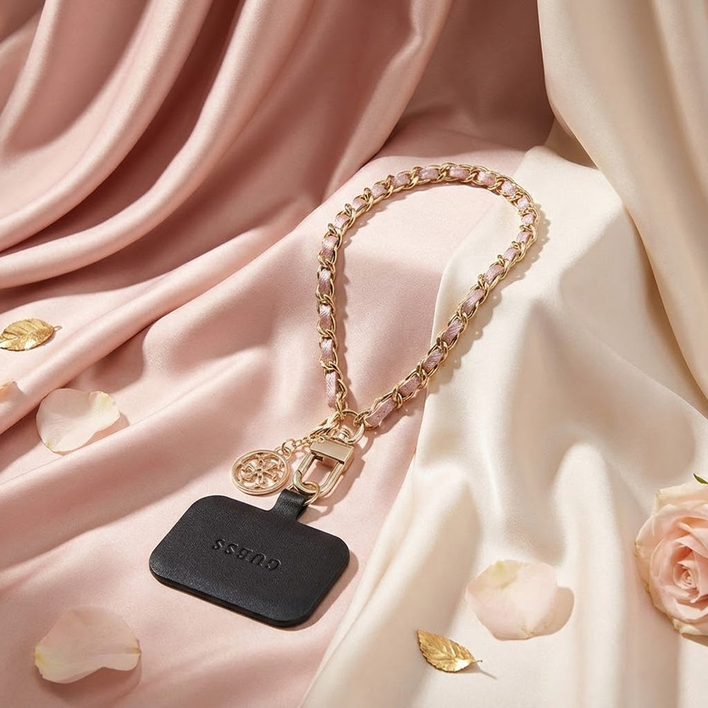 Guess Saffiano 4G Charm Telefonkordel, Schwarz