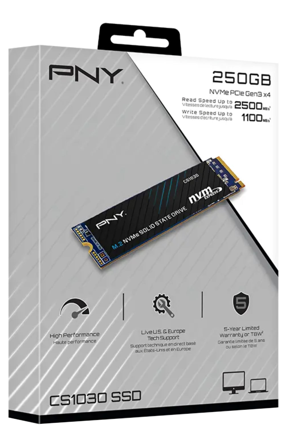 Solid State Drive (SSD) PNY CS1030, 250GB, NVMe M.2 2280, PCIe M280CS1030-250-RB