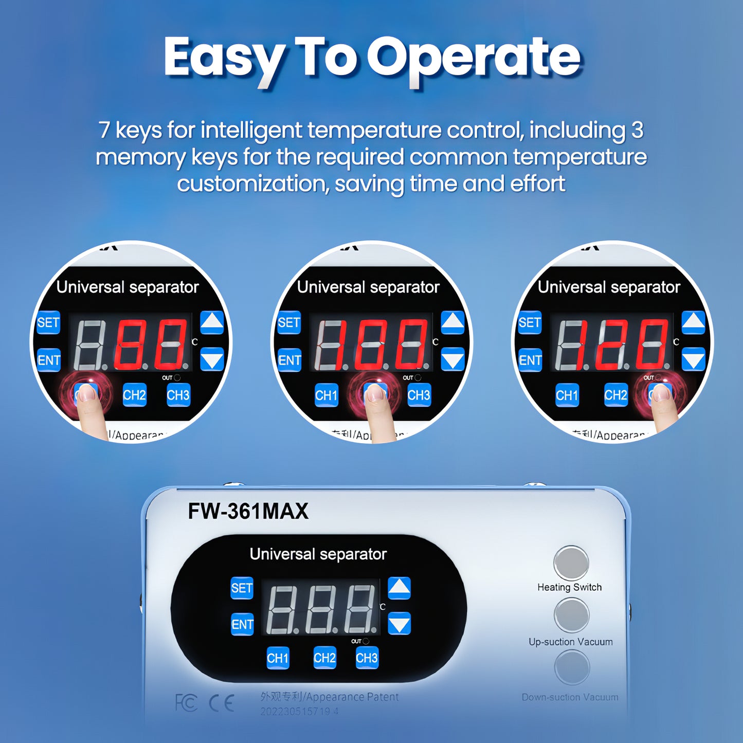 Anzeige Trennstation Touchscreen Vorwärts FW-361 max