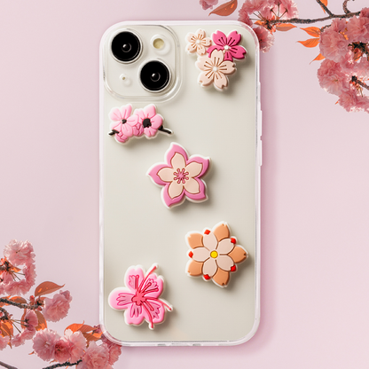 3D OEM Pink Blossom Aufkleber für Telefon-/Tablet-Hülle, 5 Stück Set, Mehrfarbig