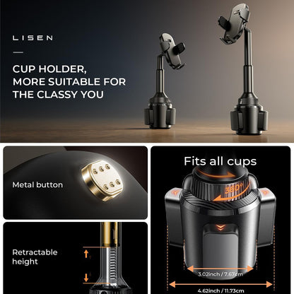 Lisen Autohalterung, 4,7 Zoll - 7,2 Zoll, Schwarz YL0220100001