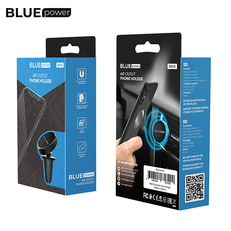 BLUE Power BBH6 Magnetische Autohalterung, Universal, Schwarz