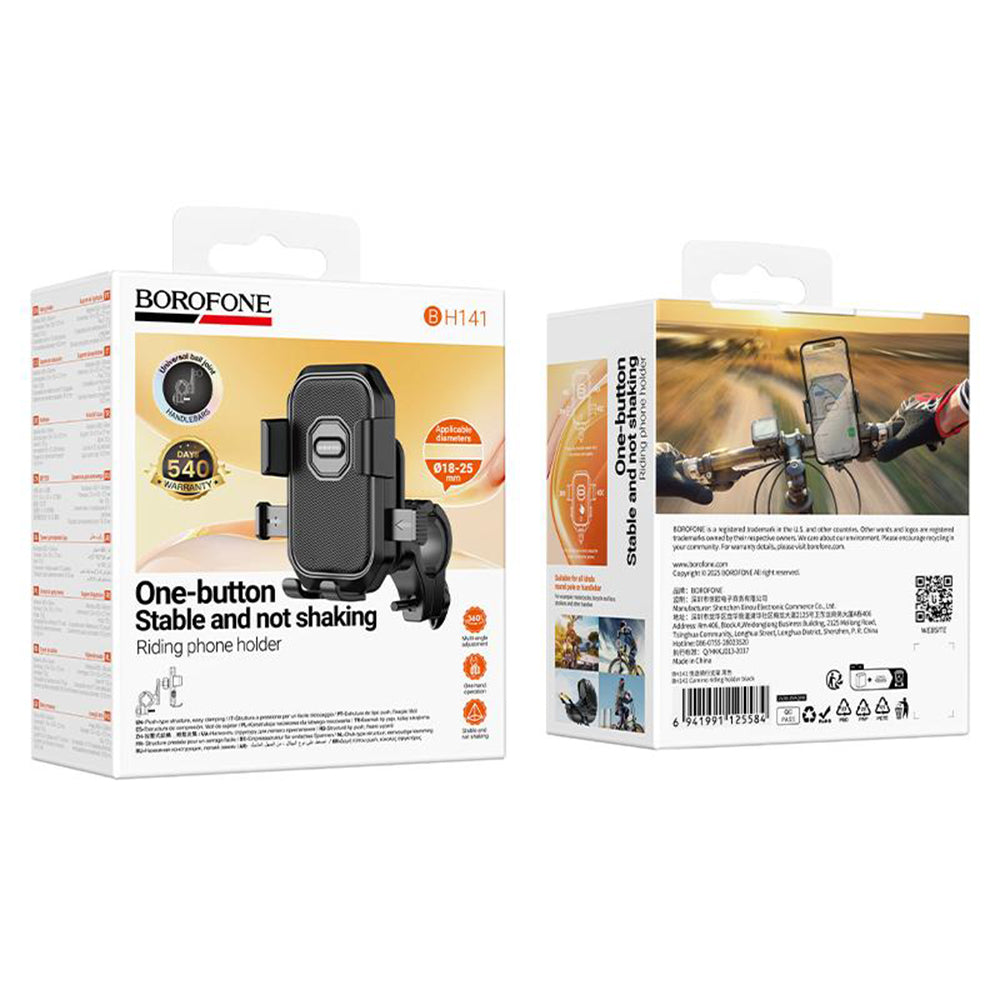 Fahrrad- und Motorradhalter Borofone BH141 Camino, 6 Zoll - 7 Zoll, Schwarz