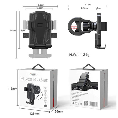 Fahrradhalterung Yesido C94, 4 Zoll - 6,5 Zoll, Schwarz
