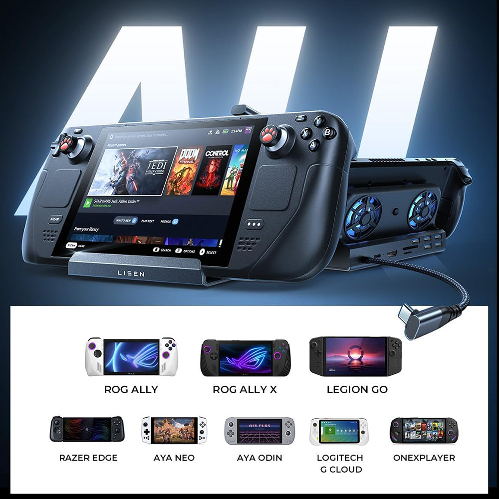 Hub-Ständer mit Kühler Lisen S1 für ROG / Lenovo / Razer / Aya / Logitech / Onexplayer Serie, Schwarz YL0423110005