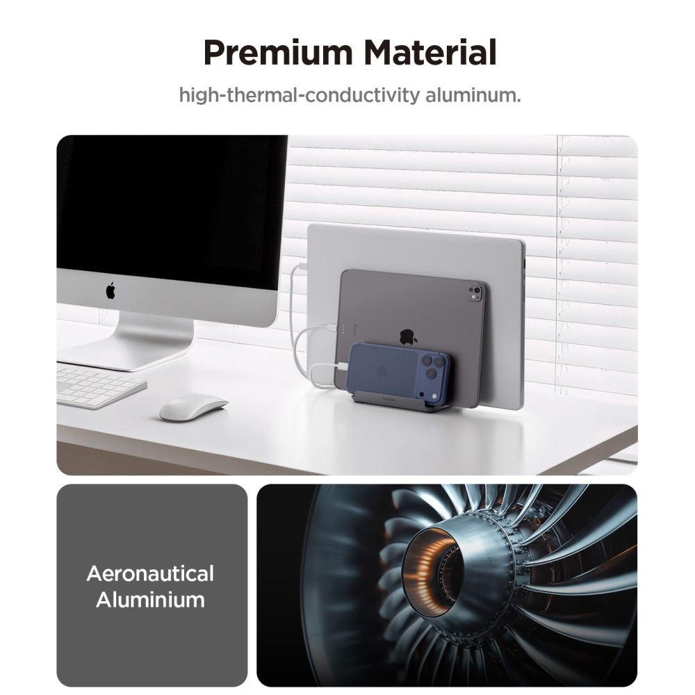 Vertikaler Ständer Spigen LD208S4 Two für Laptops mit einer Dicke von 14mm - 27mm, Grau