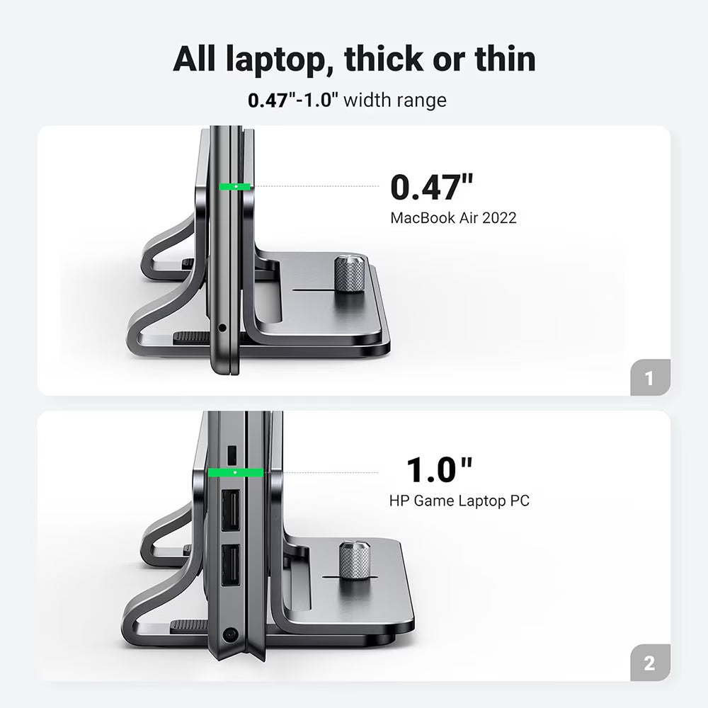 UGREEN LP258 Vertikaler Ständer (29277) für Laptops mit einer Dicke von 12 mm - 26 mm, Silber