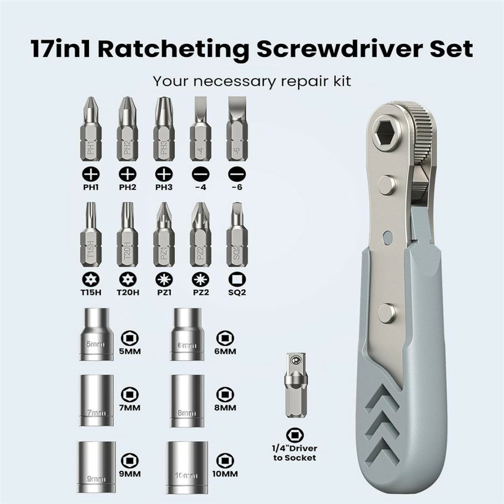 Axth Ratschen-Schraubendreher, 17in1, Grau