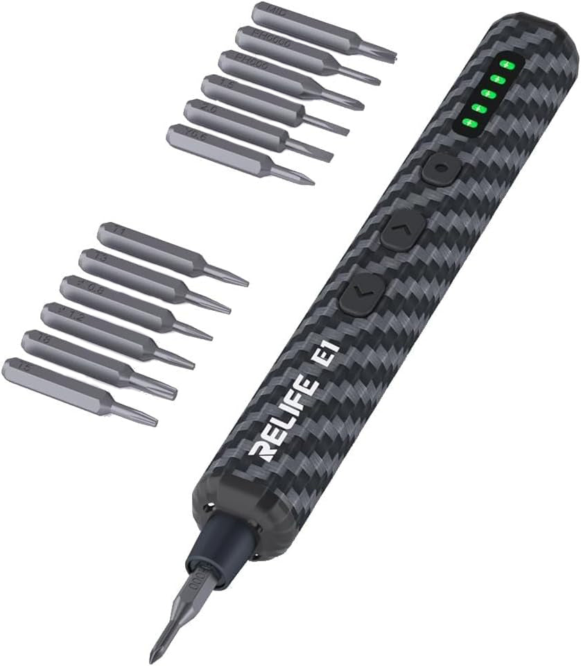 Elektrischer Schraubendreher Relife E1 Carbon, Schwarz