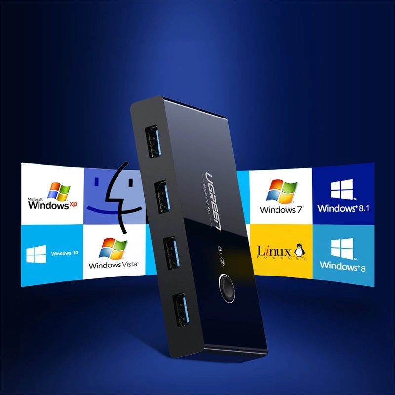 USB-Switch UGREEN US216 (30768) Two Sharing Box Neue Version, 4 x USB-A 3.0, Schwarz