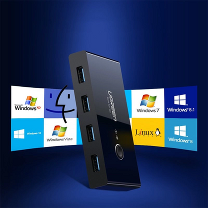 USB-Switch UGREEN US216 (30768) Two Sharing Box Neue Version, 4 x USB-A 3.0, Schwarz