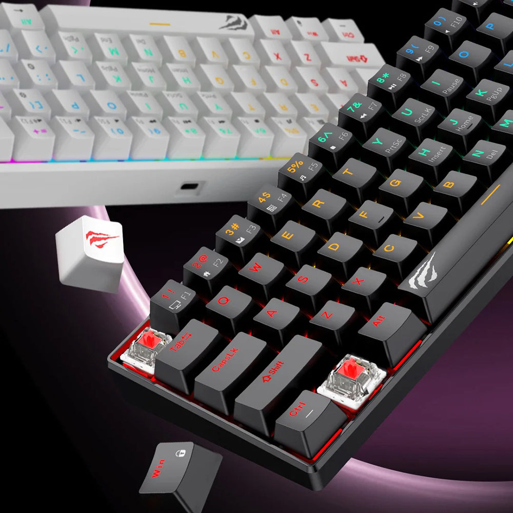 HAVIT KB903L Gaming Keyboard, RGB, 1.8m, White Transparent