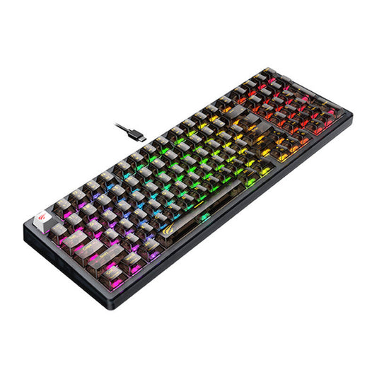 Gaming-Tastatur Wired USB HAVIT KB875L, RGB, 1,8m, Schwarz Transparent