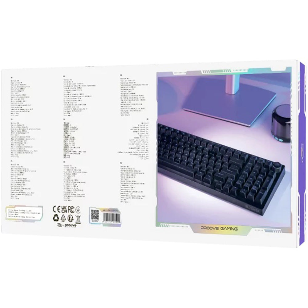 Gaming-Tastatur Wireless Proove Slicker, RGB, BT / Wi-Fi / Kabelgebunden, 1,8m, Schwarz WKSLEN00022401