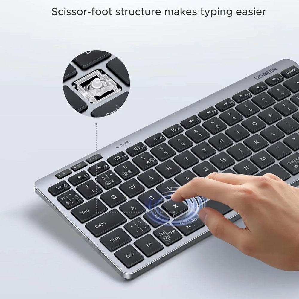 UGREEN 75049 Kabellose Tastatur, BT / Wi-Fi, Schwarz