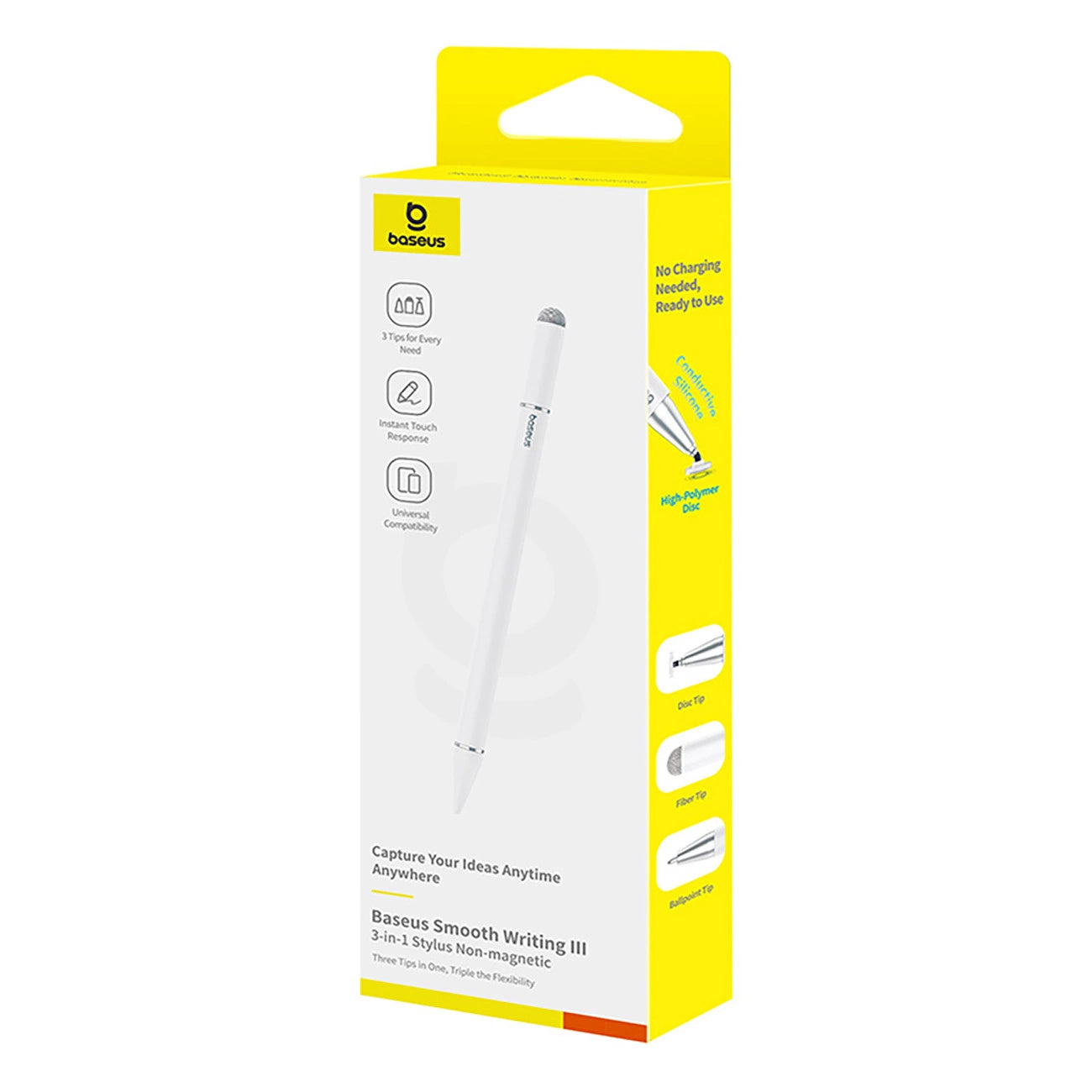 Touch Pen Baseus Smooth Writing 3 Magnetic 3in1 Series, Passive Version, Weiß P80080804213-00