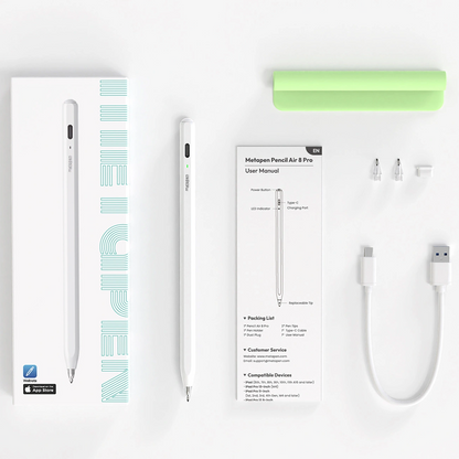 Touch Pen Metapen Air8 Pro für Apple iPad, Active Version, Weiß ME-APP172
