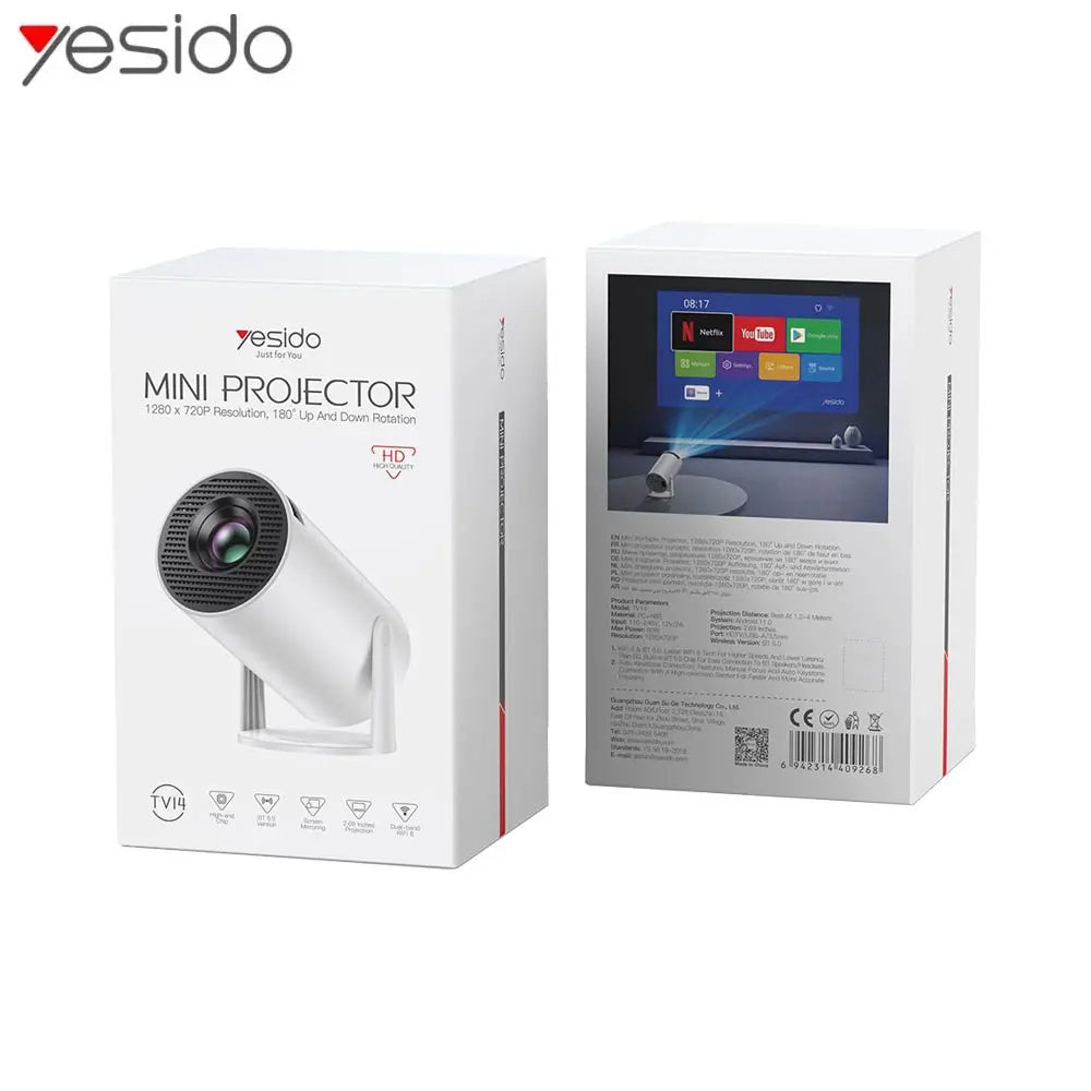 Videoprojektor Yesido TV14, 720P, 120ANSI, Weiß