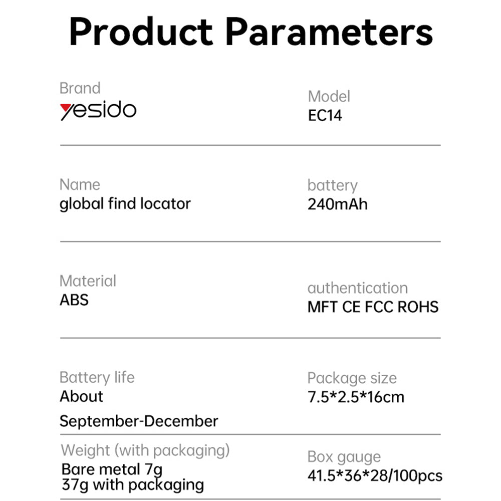 Yesido SmartTag EC14 for iOS Series, White